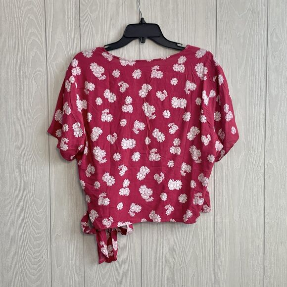 Lush Pink Floral Short Sleeve Wrap Top XXL NWT - Picture 4 of 4